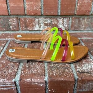 Vintage Havana Women’s Jelly Sandals Size 10 Rainbow Double Strap Slides NWOT